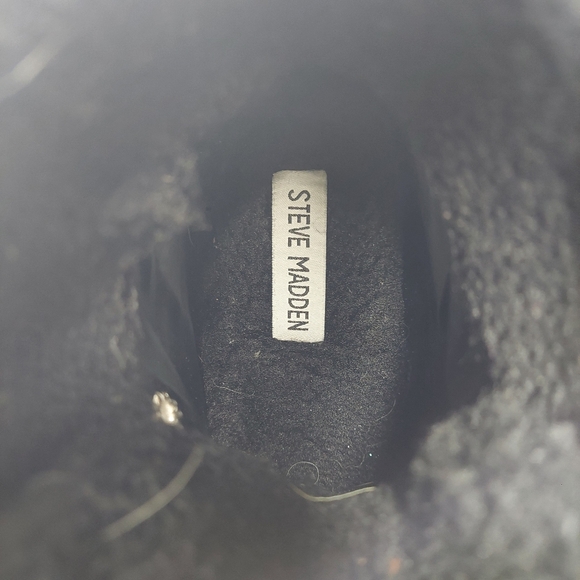 NEW Steve Madden Colleta Platform Black Leather Lace Up Boots W283 - Picture 8 of 9